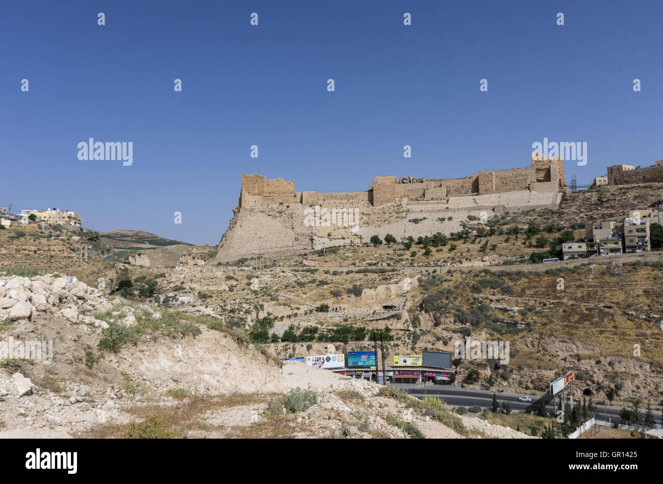 Al-Karak, Jodan - June 03, 2016: View to the crusader castle Kerak (Al karak) in Jordan Stock Photo