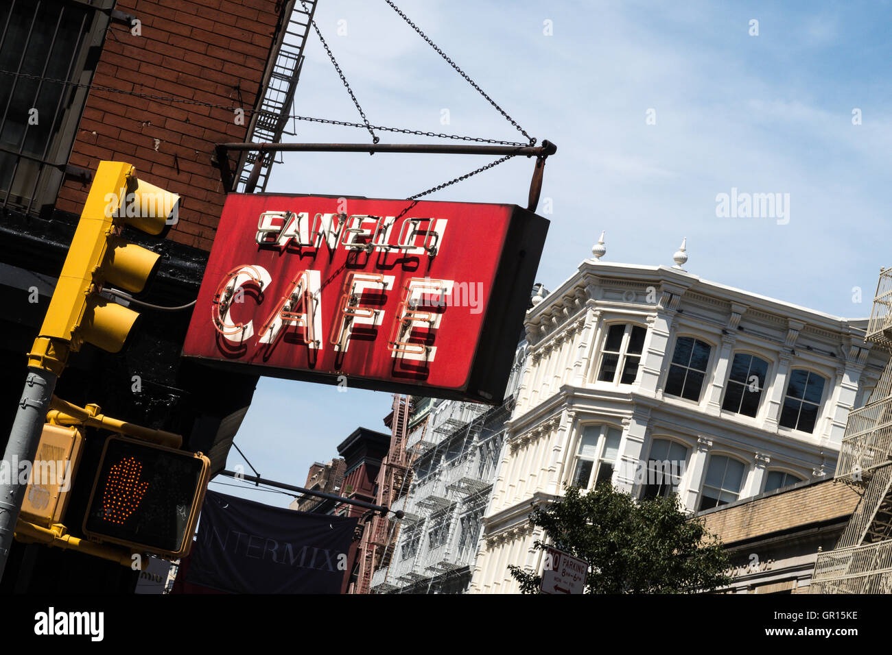 Fanelli Cafe neon sign, SoHo, NYC Stock Photo - Alamy