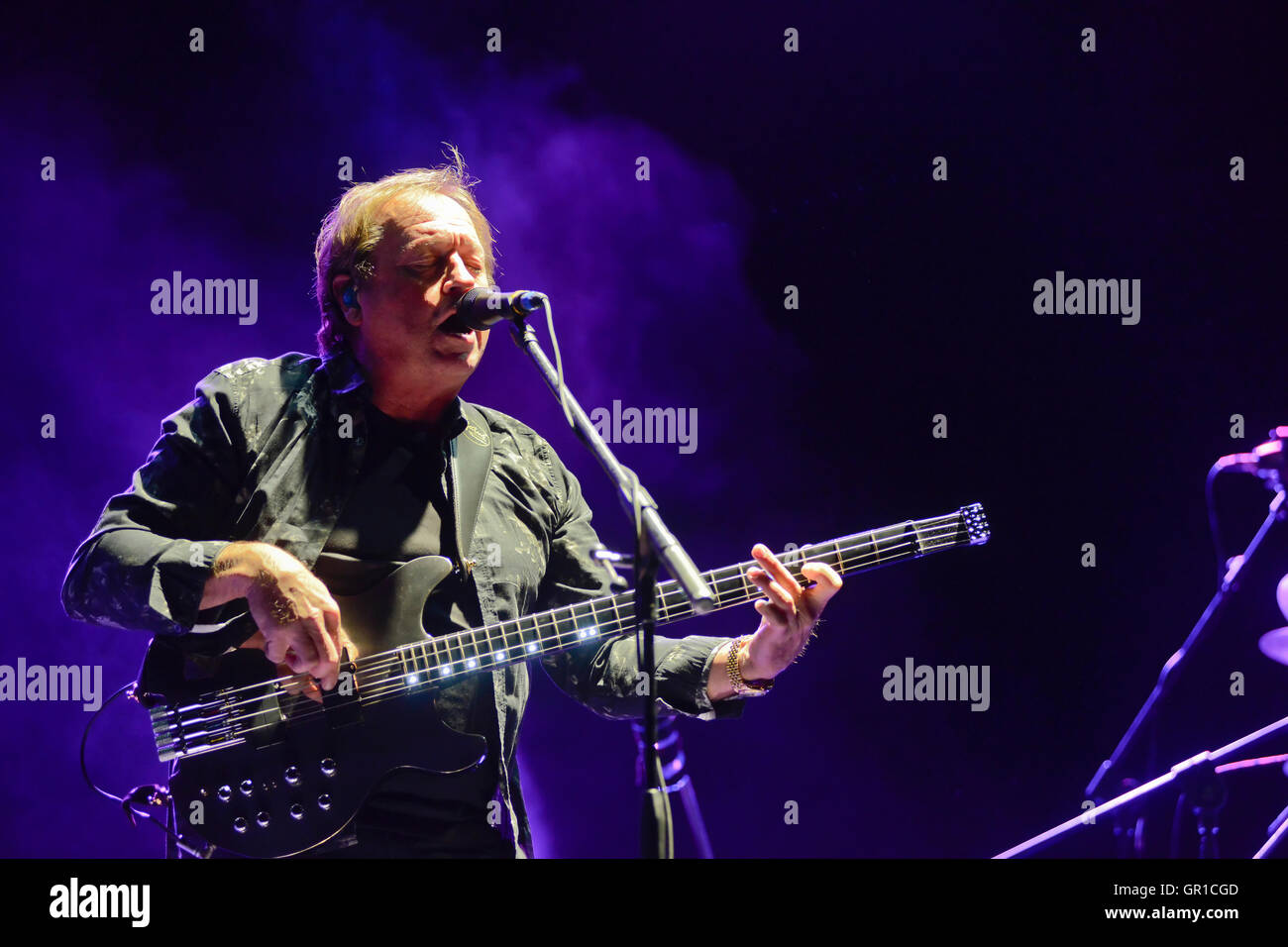British band Level 42 had their first concert ever in Buenos Aires, as part of their Latin American tour. Photo: bass player and band leader Mark King. Stock Photo