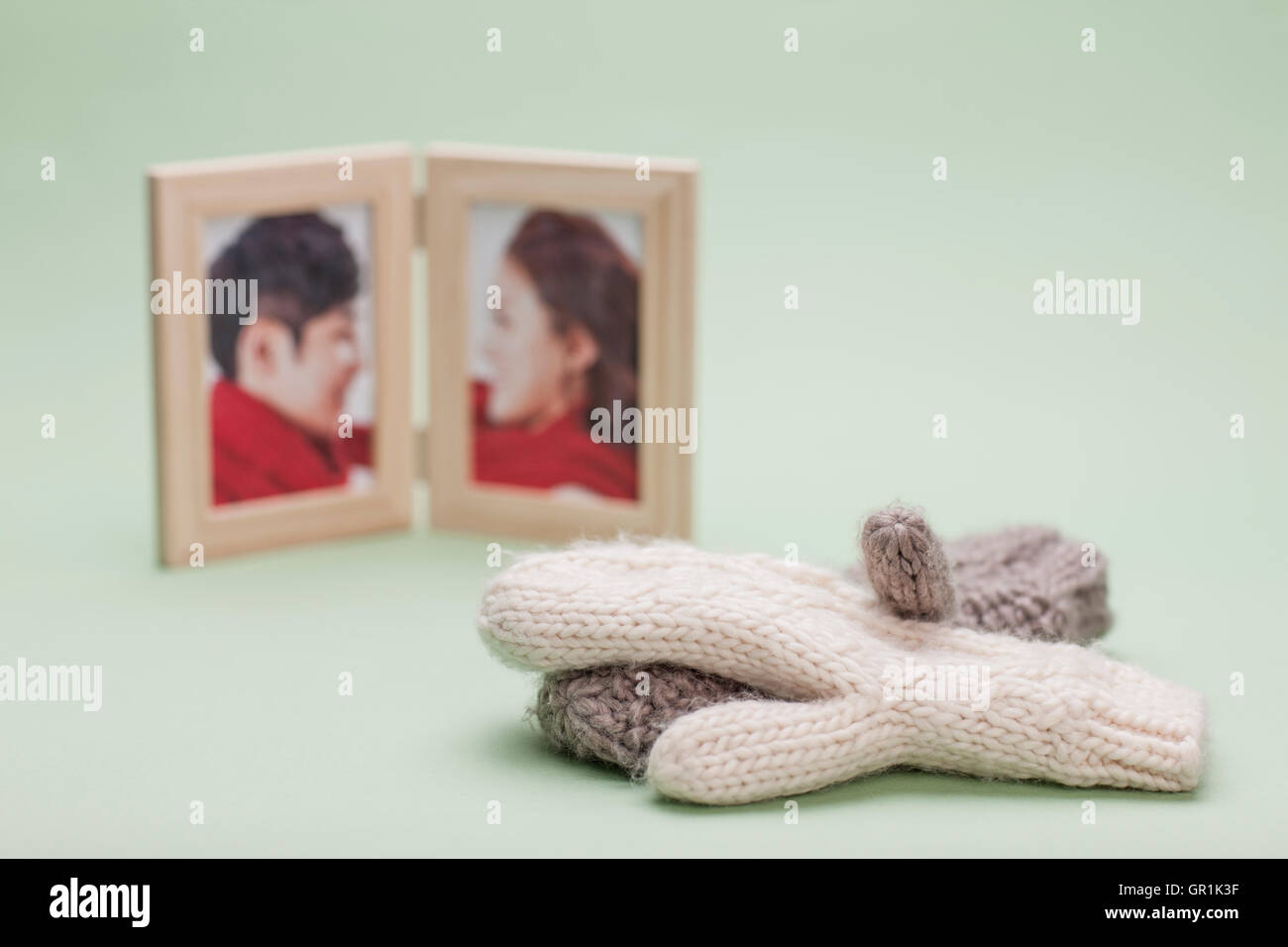 Picture frames and mittens Stock Photo