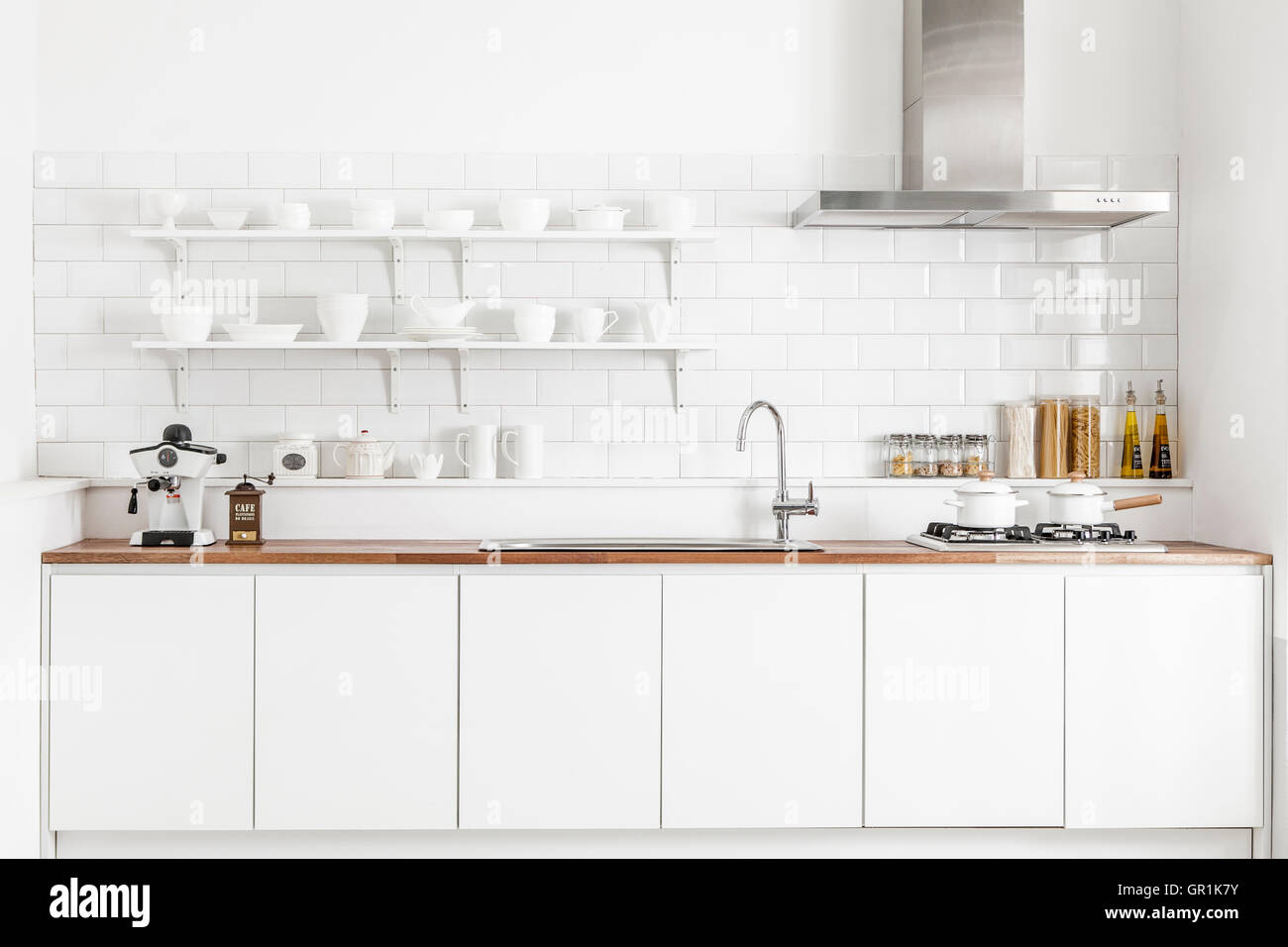 Kitchen interior with sink Stock Photo - Alamy