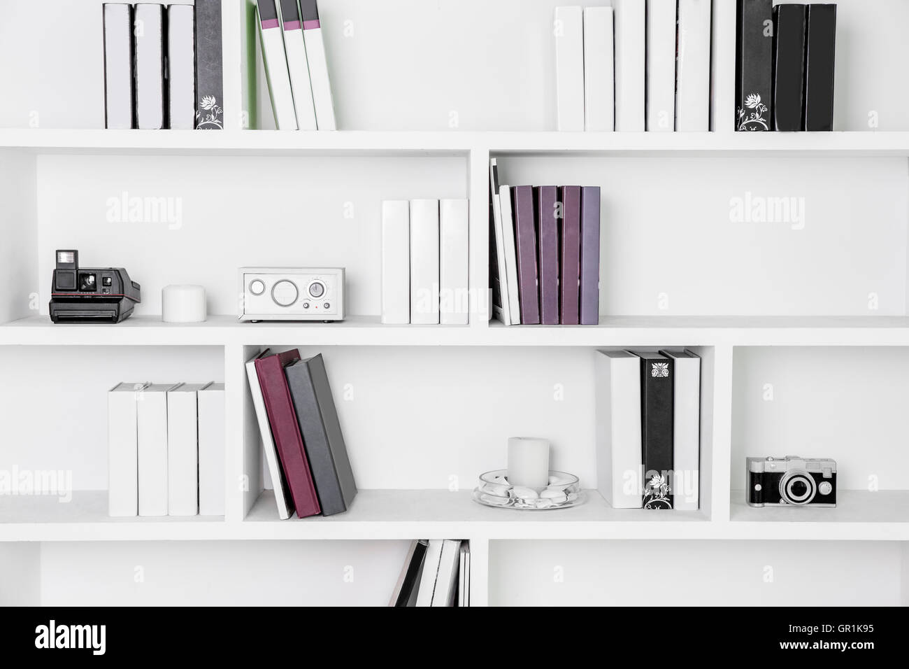 Interior with bookcases Stock Photo Alamy