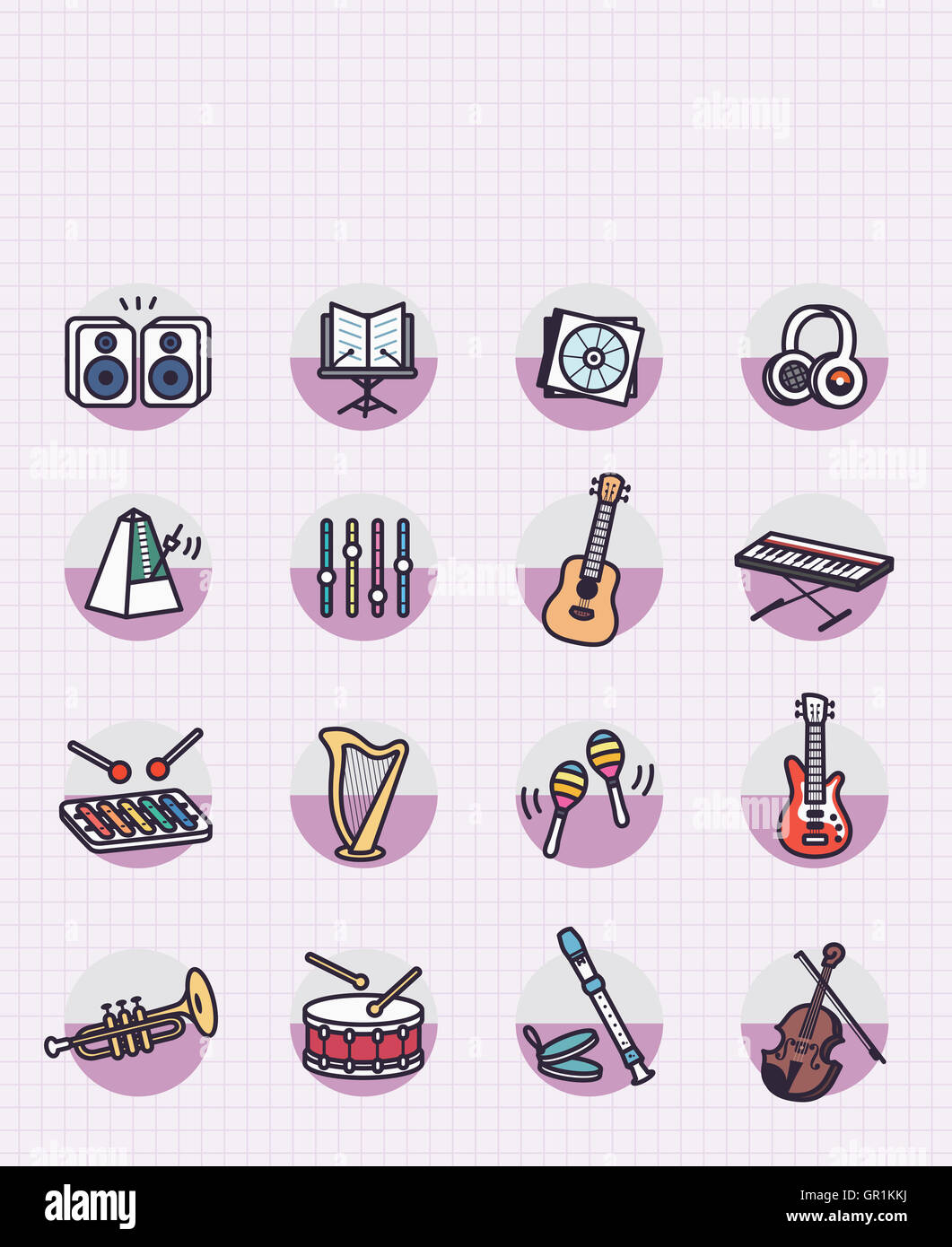 Various icons of musical instruments Stock Photo - Alamy