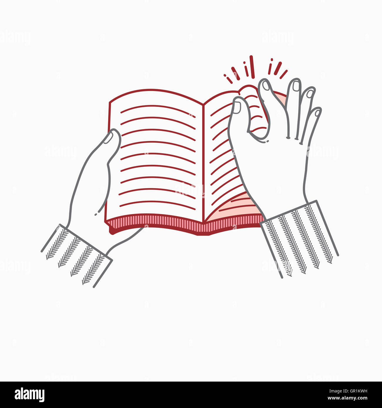 Hands holding a book and turning page Stock Photo Alamy