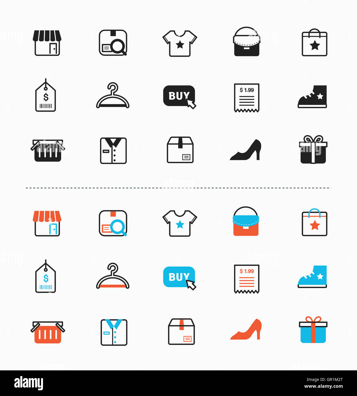 Set of various icons related ro shopping Stock Photo - Alamy