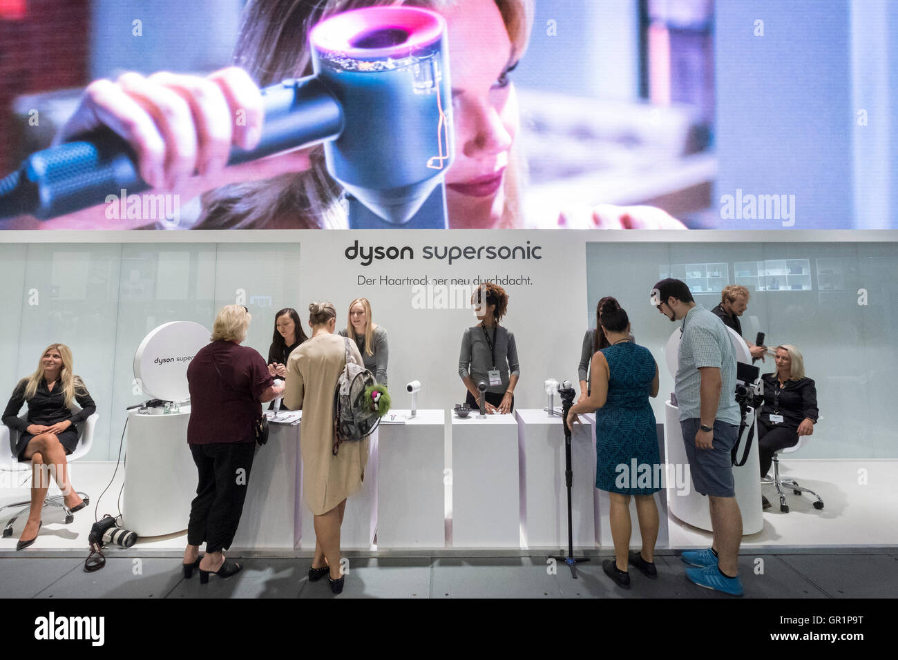 Dyson stand with supersonic hair dryer demonstration at 2016 IFA  (Internationale Funkausstellung Berlin), Berlin, Germany Stock Photo - Alamy