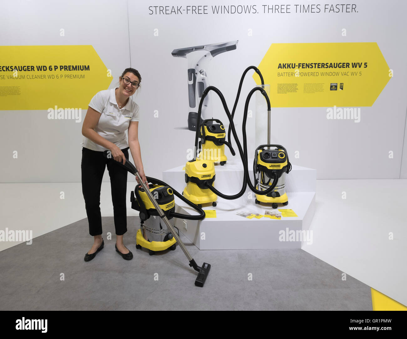 Demonstration of cleaning machine at Karcher stand at 2016 IFA  (Internationale Funkausstellung Berlin), Berlin, Germany Stock Photo - Alamy