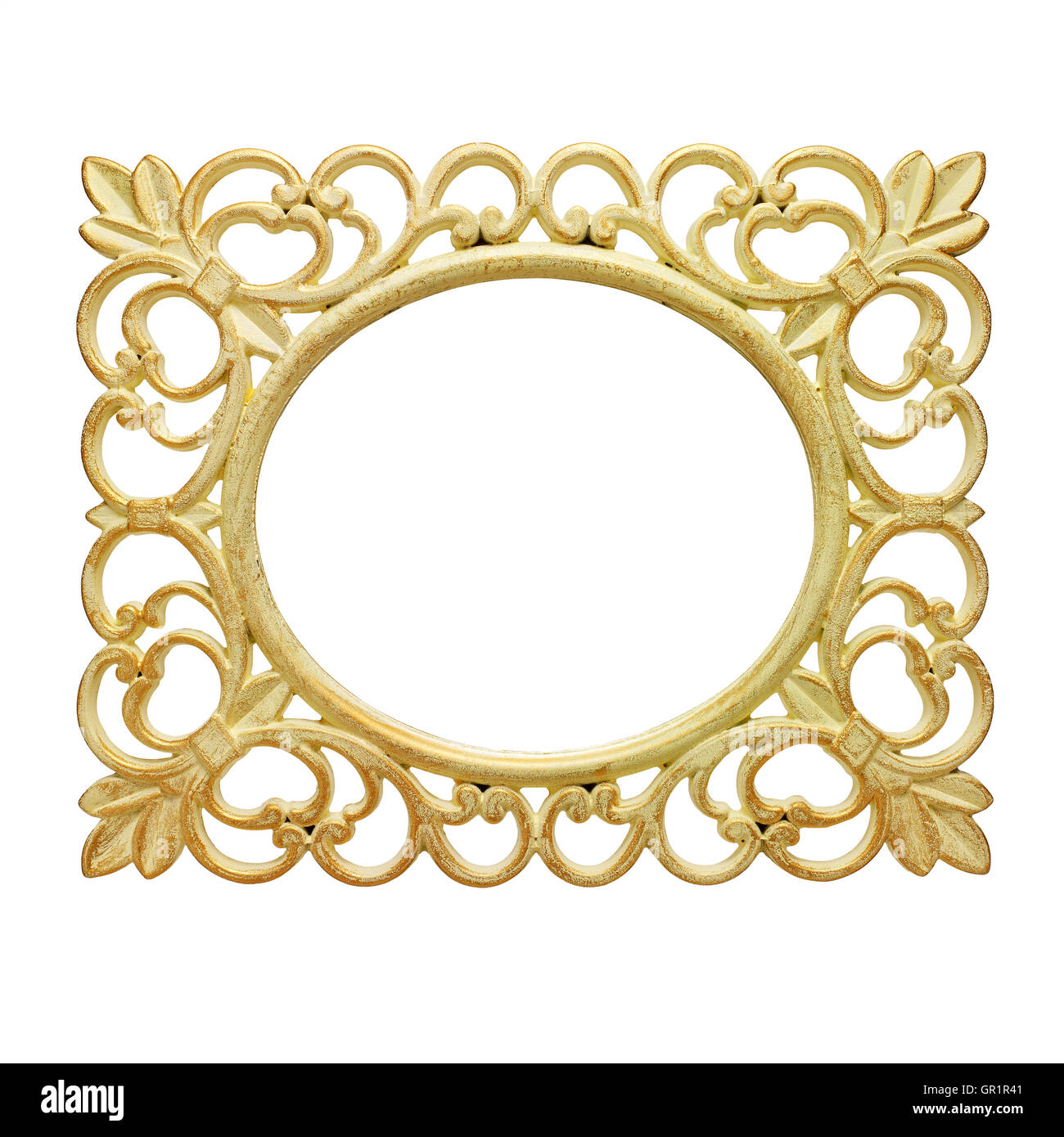 Rustic frame on white background. Clipping path inside frame Stock Photo