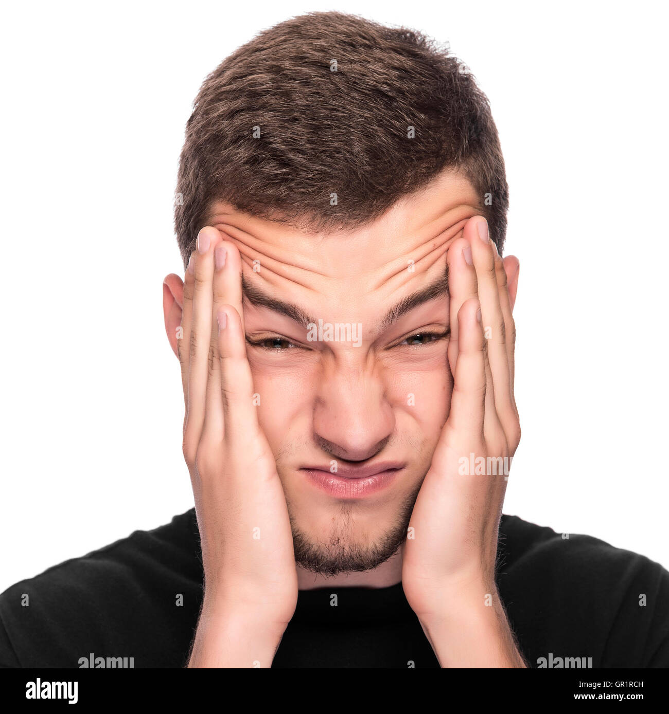 Man with funny face isolated on white Stock Photo - Alamy
