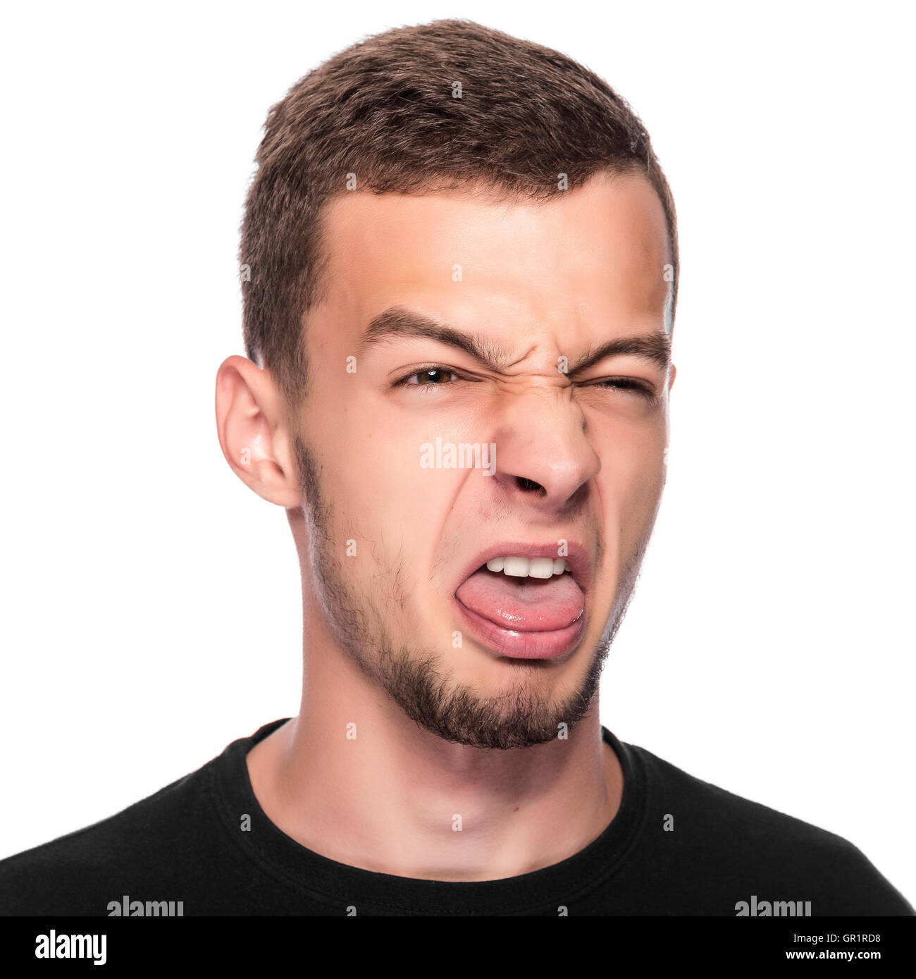 Man with funny face isolated on white Stock Photo - Alamy