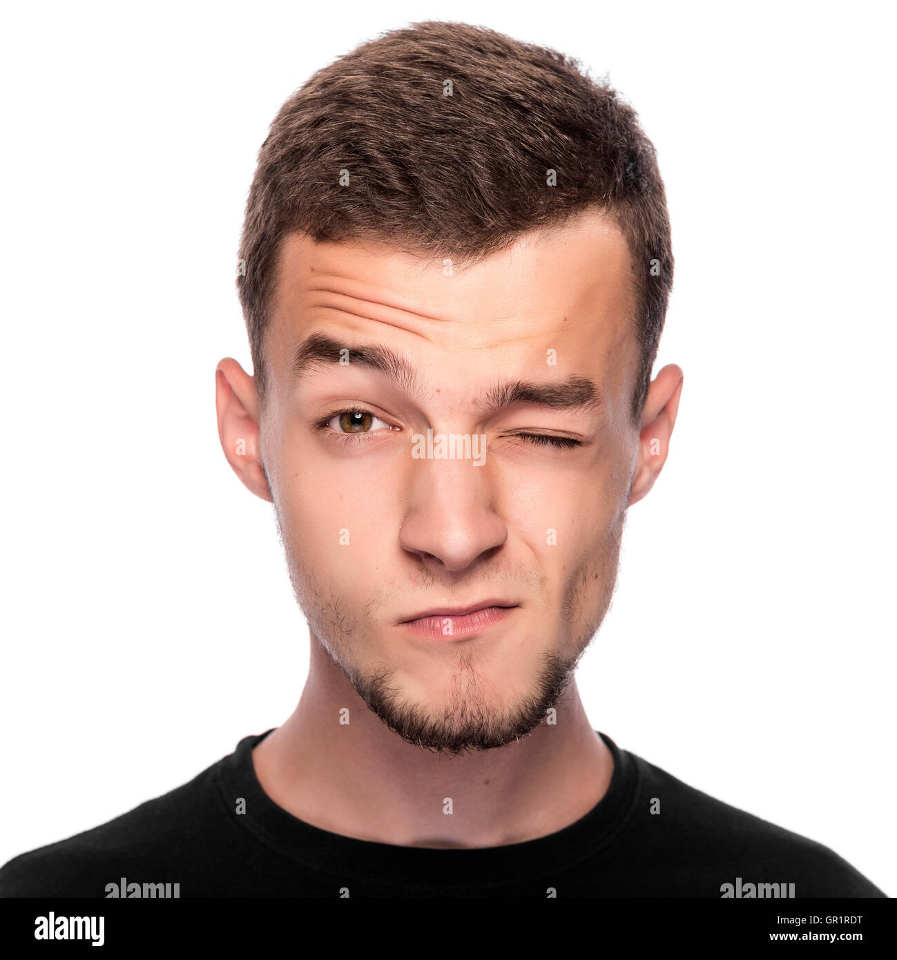Man with funny face isolated on white Stock Photo - Alamy