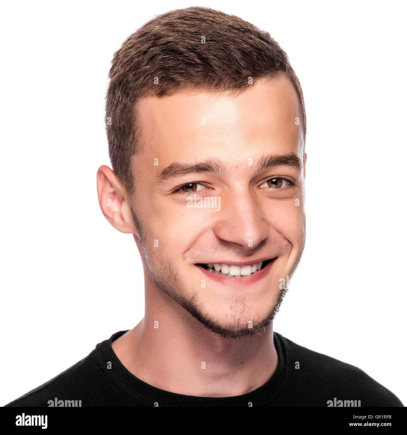 Happy young man isolated on white background Stock Photo - Alamy