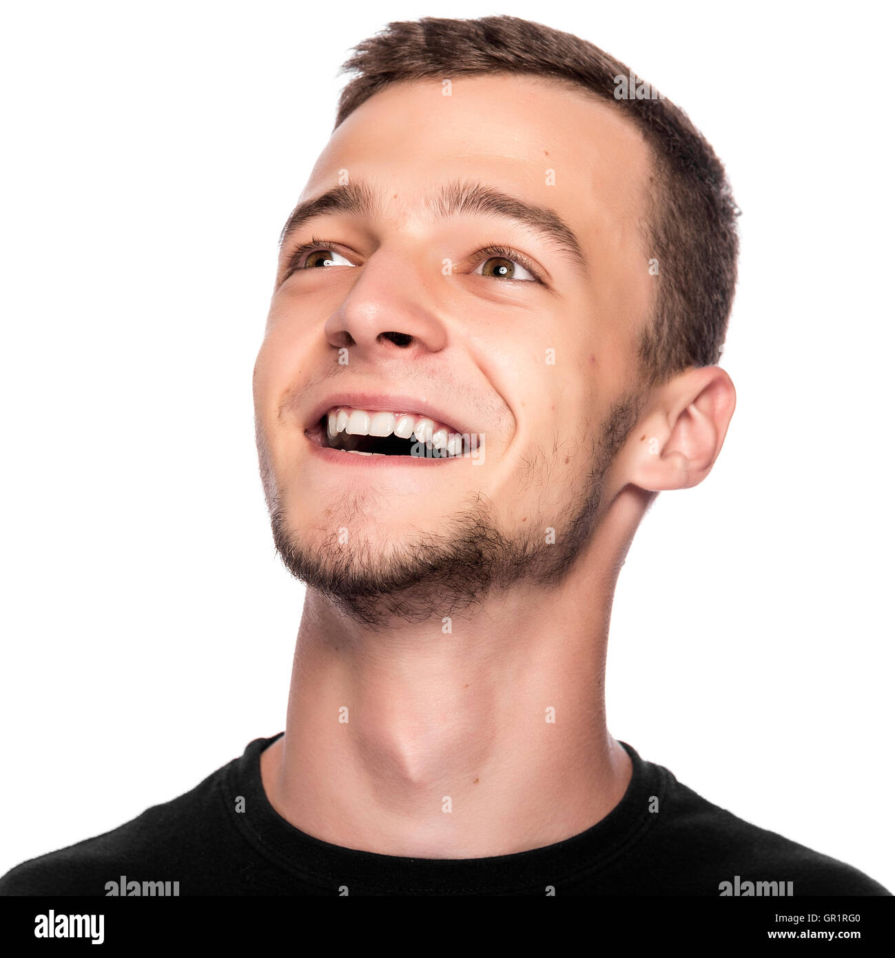Happy young man isolated on white background Stock Photo - Alamy