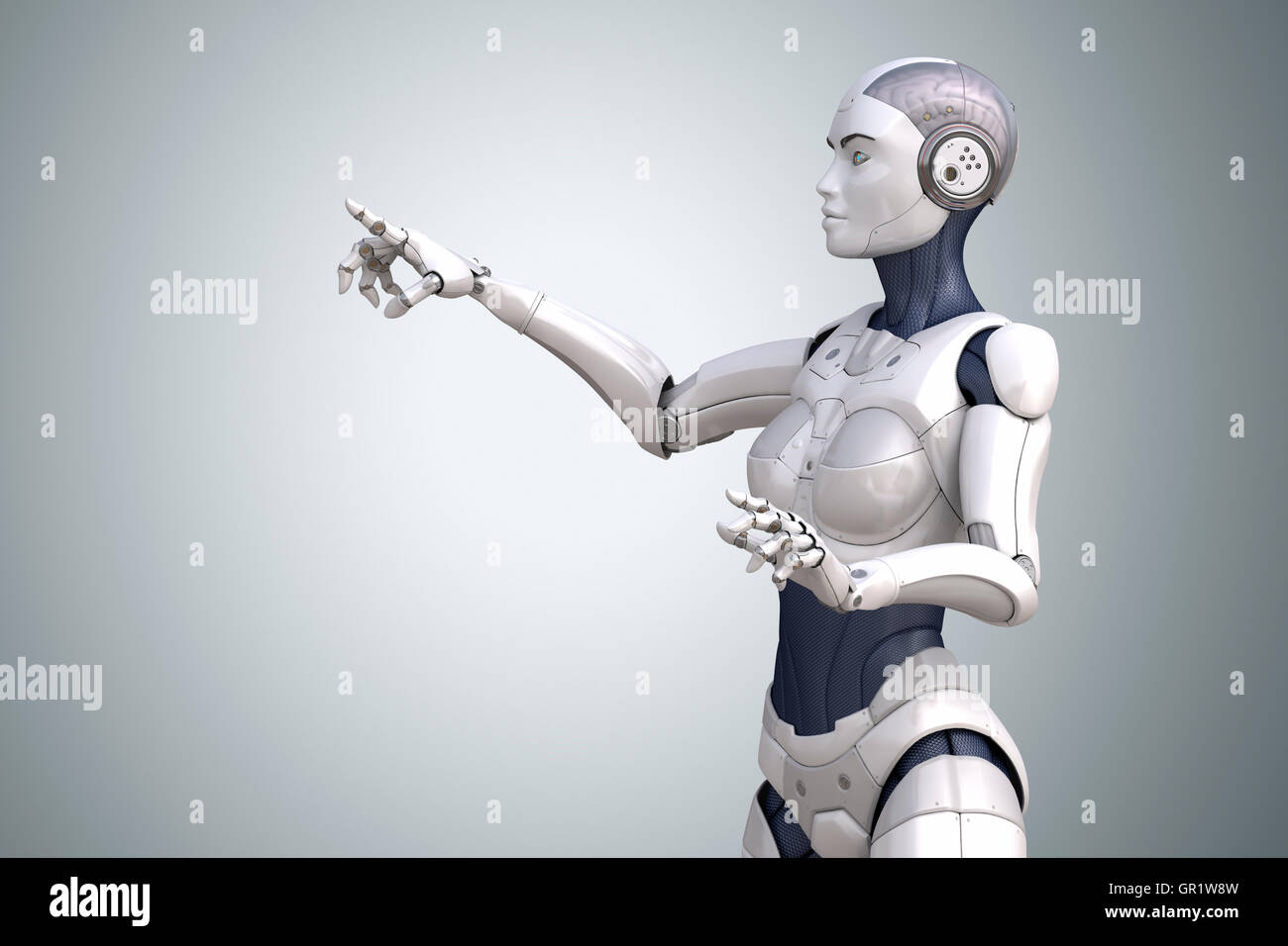Robot Points Robot points his finger up. Clipping path included Stock Photo - Alamy