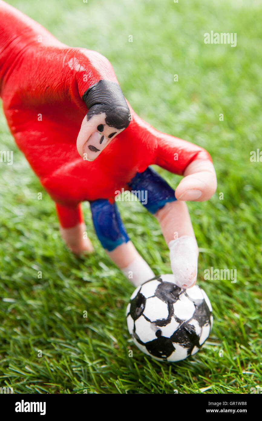 Soccer player, finger art Stock Photo