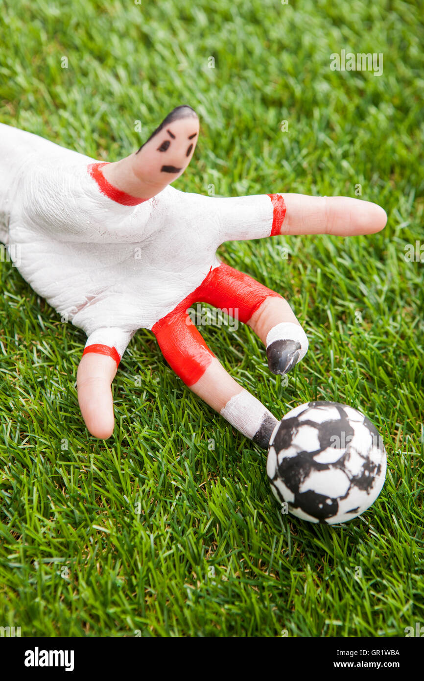 Soccer player, finger art Stock Photo