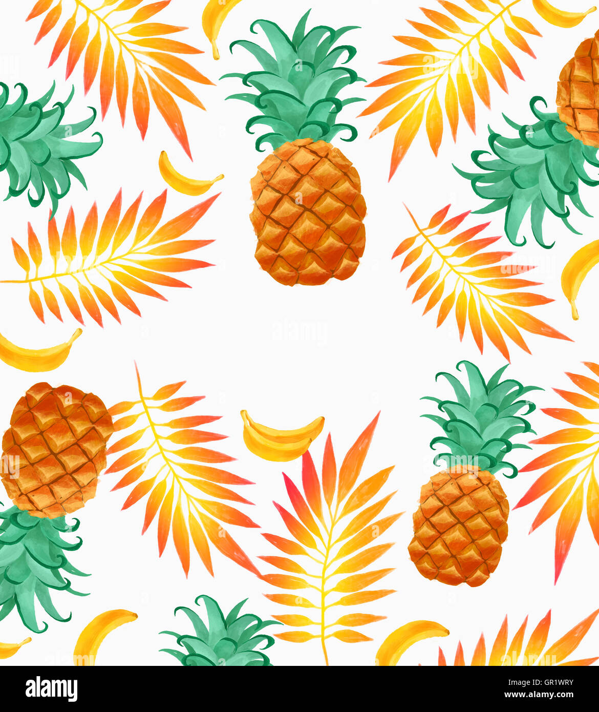 Pineapples and bananas Stock Photo Alamy