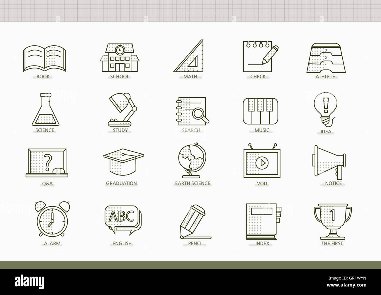 Icons related to education Stock Photo - Alamy