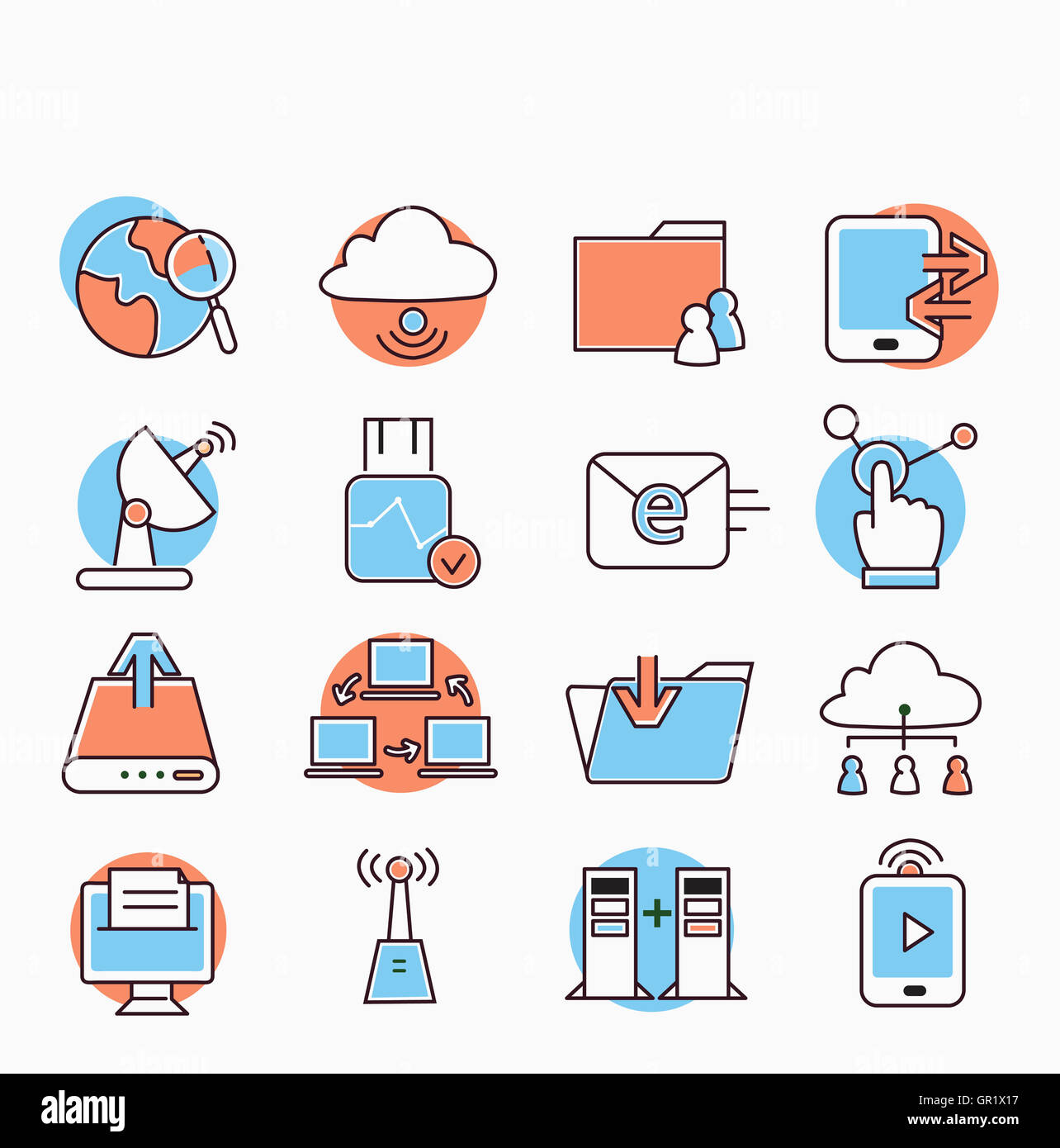 Icons related to mobile communication network Stock Photo - Alamy