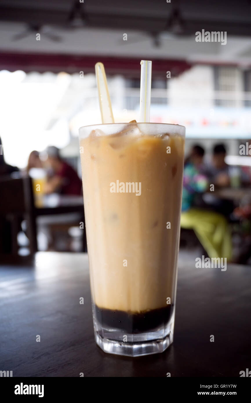 Teh C Peng Special or Three Layer Tea, its a local favorite drink in Sarawak Borneo, Malaysia Stock Photo