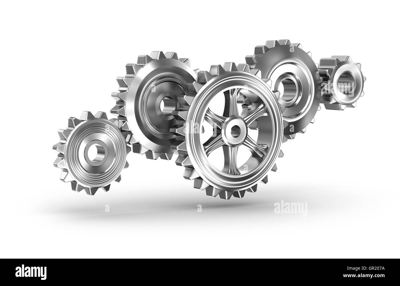 Cog gears mechanism concept. 3D illustration Stock Photo