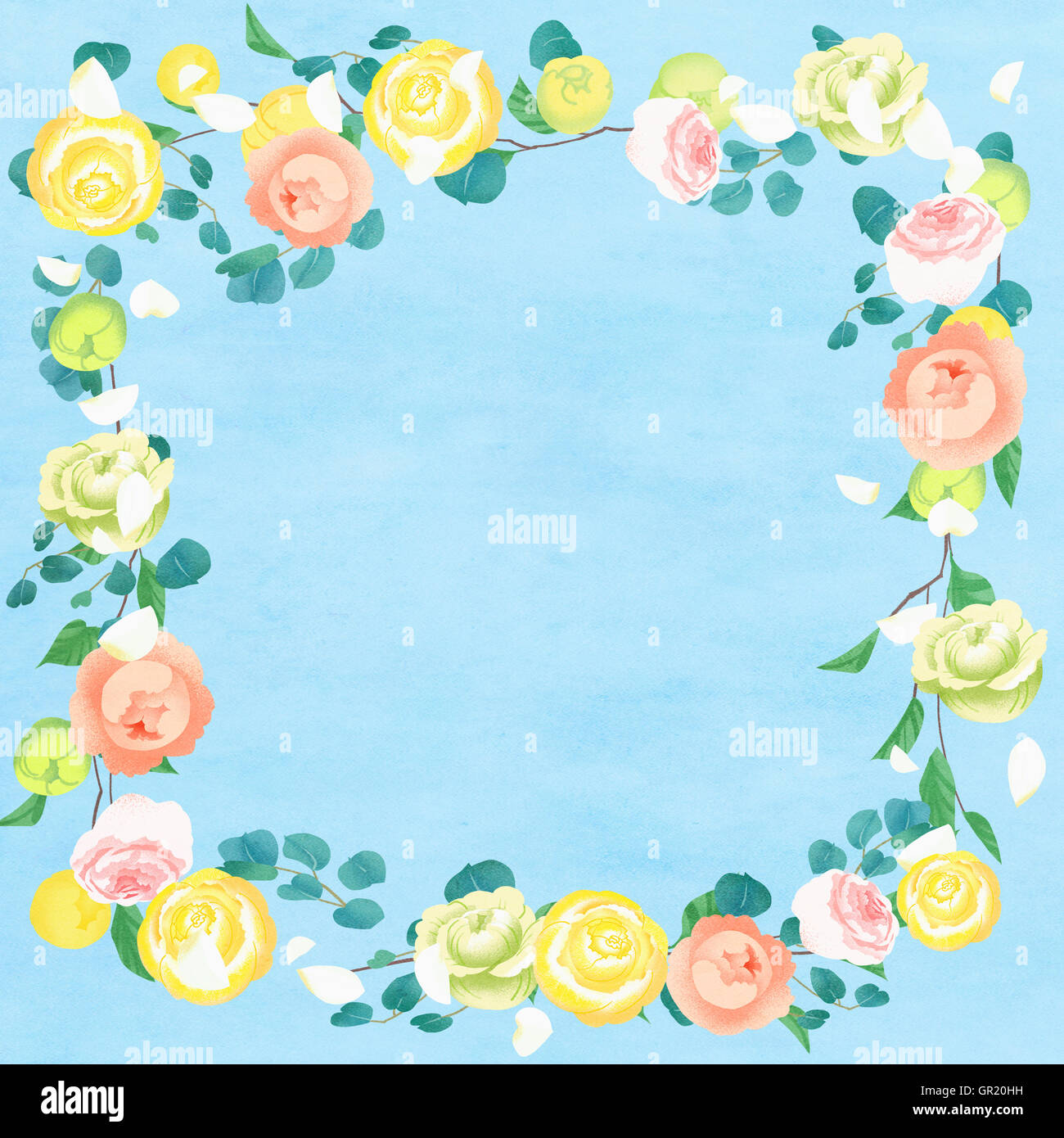 Background of spring with flower frame Stock Photo - Alamy