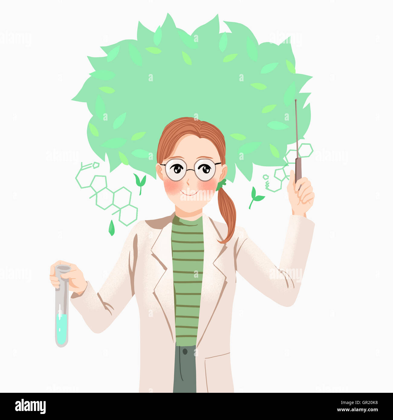 Smiling female scientist holding experimental tools Stock Photo - Alamy