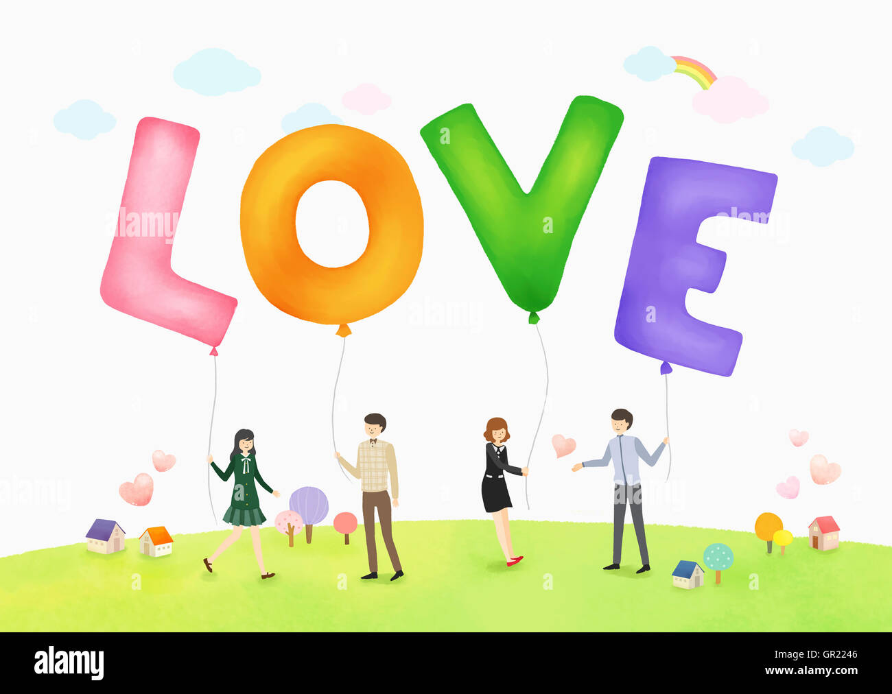 People with word of LOVE Stock Photo - Alamy