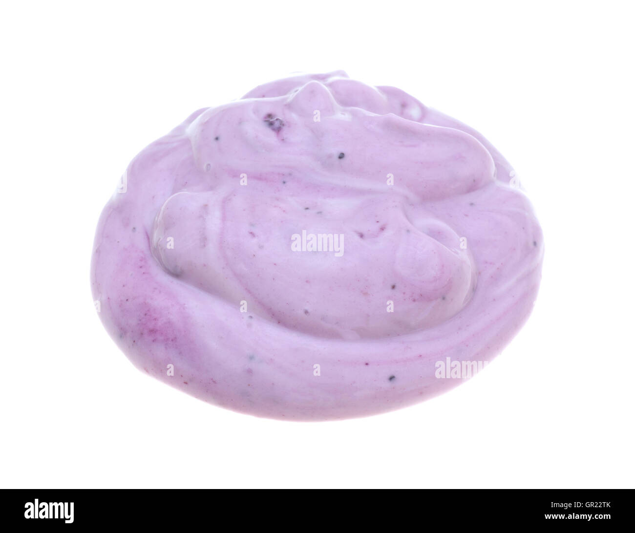 A blob of blueberry gourmet yogurt on a white background. Stock Photo