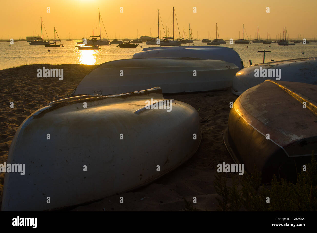 Mersea Island, Essex, August 25th 2016.  Sunset seen from West Mersea, an island on Essex's coast. Stock Photo