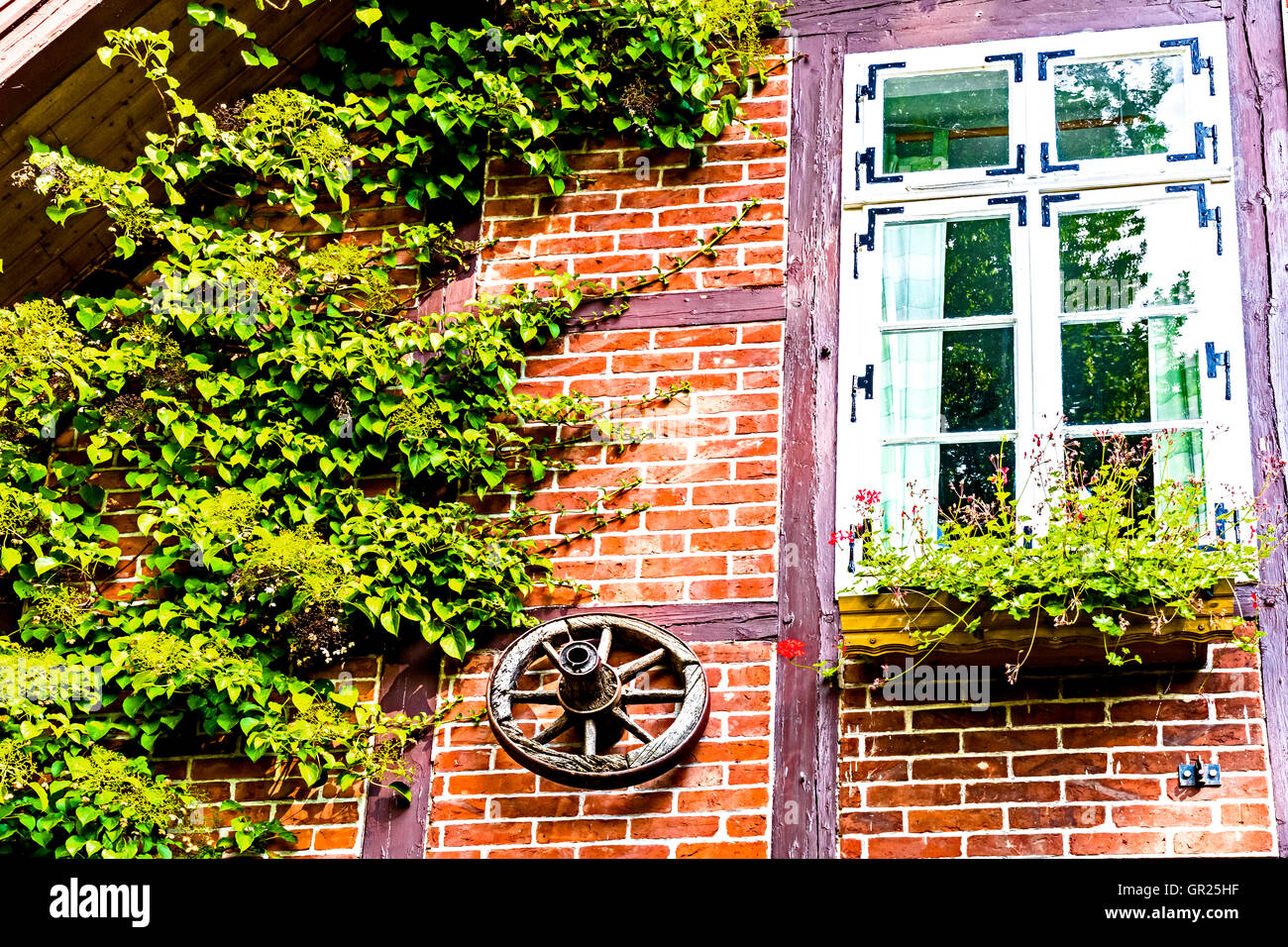 Altes Bauernhaus in Niedersachsen; old cottage in Lower Saxony Stock Photo