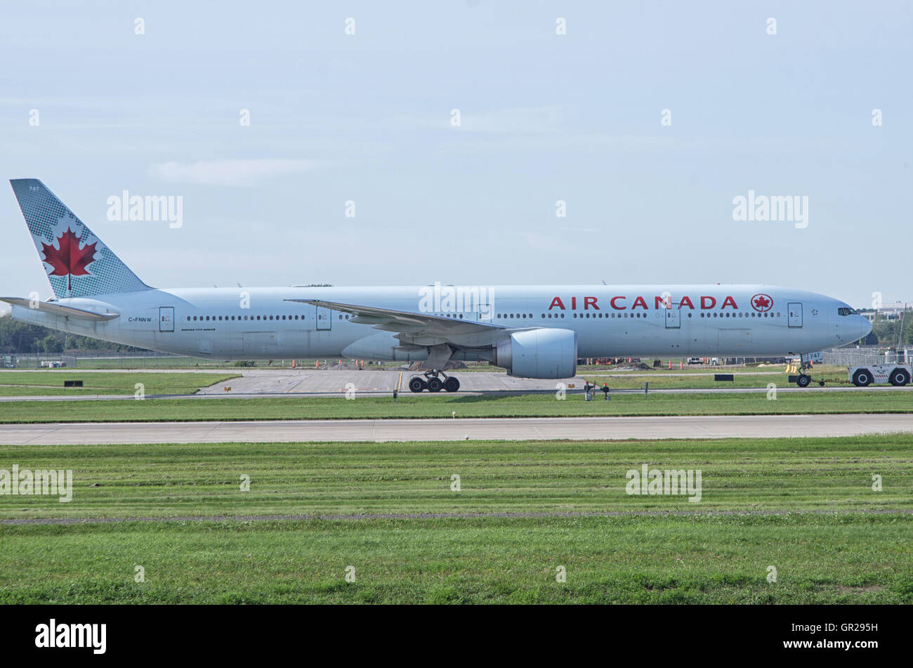 Air Canada plane on the runway of Montreal Pierre Elliott Trudeau airport Stock Photo