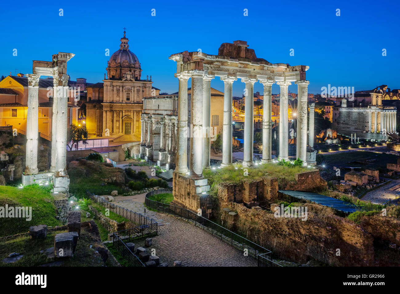Famous Ruins of Forum Romanum on Capitolium hill in Rome, Italy Stock ...