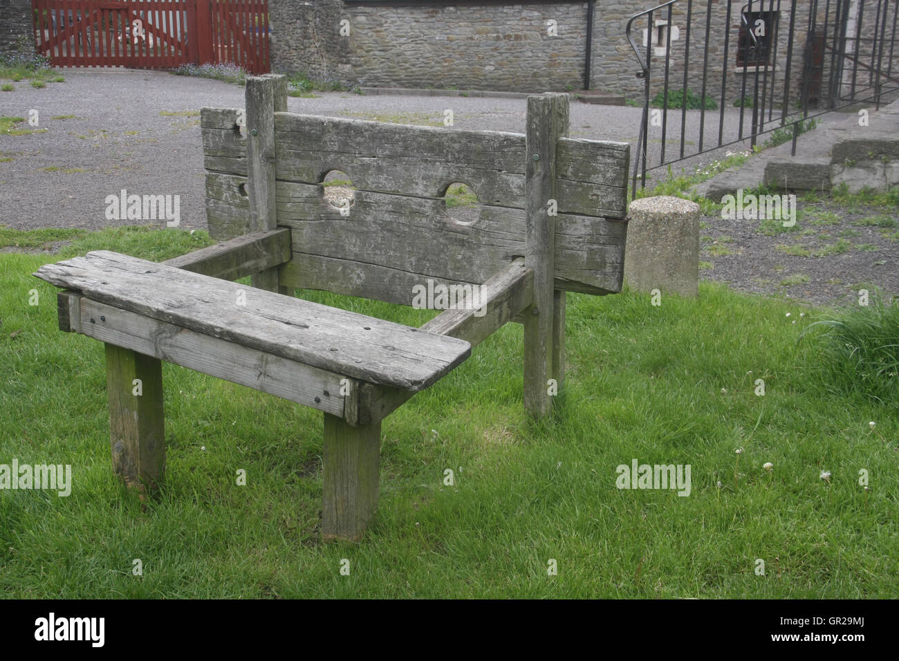 Old stocks in Llantrisant, South Wales Stock Photo
