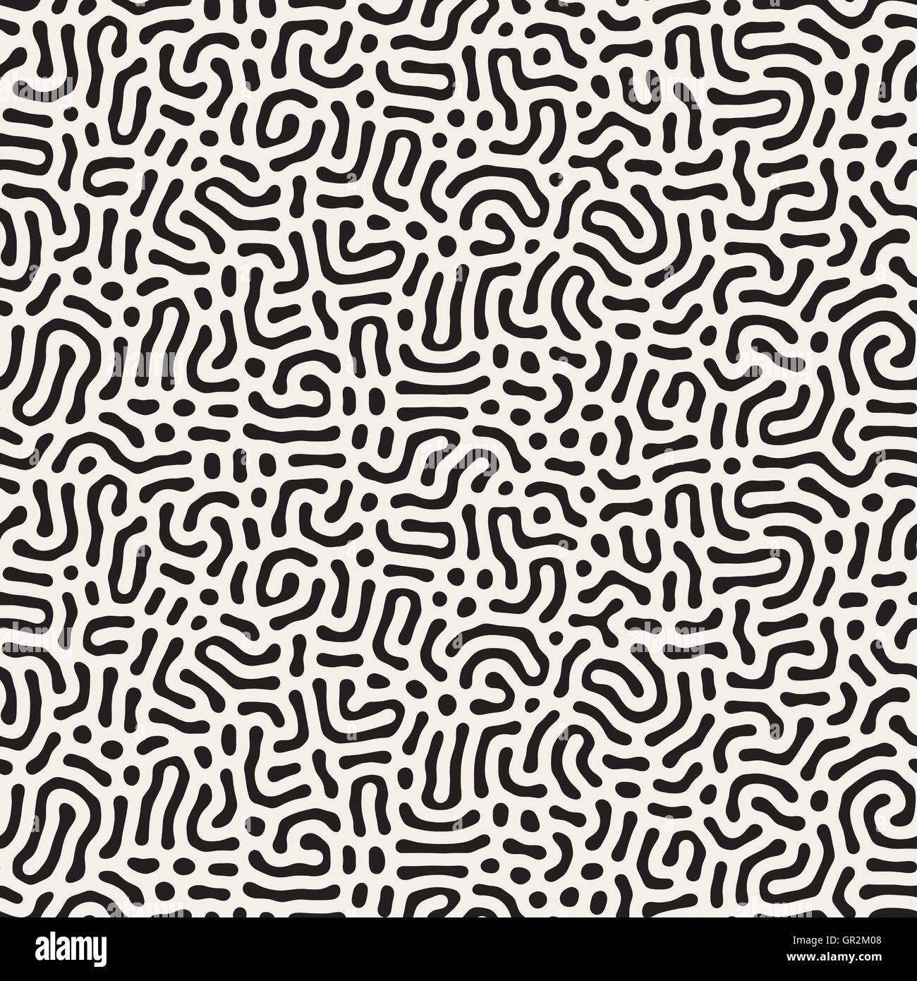 Vector Seamless Black and White Organic Lines Pattern Stock Vector ...