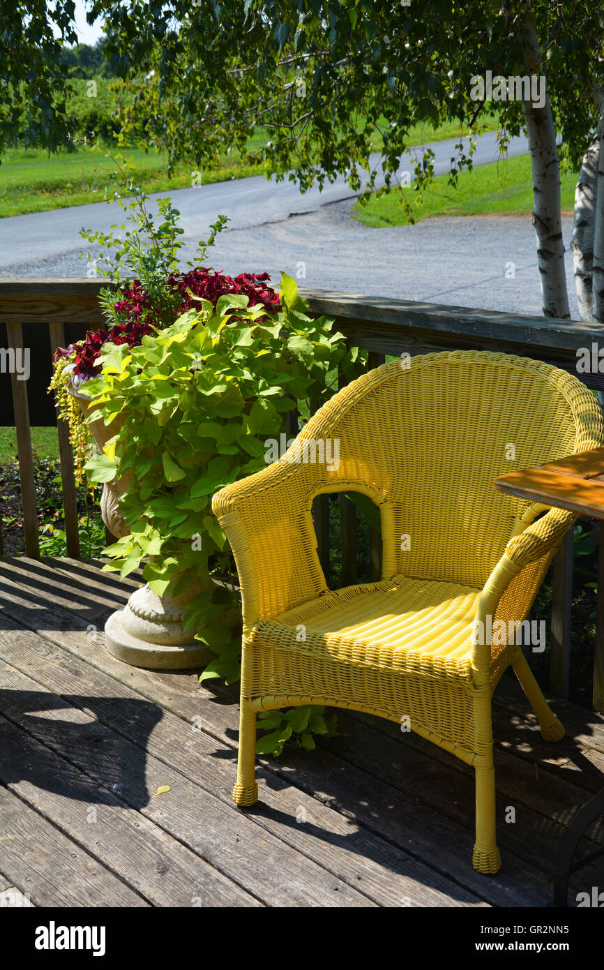 Yellow Wicker Chair Stock Photo Alamy