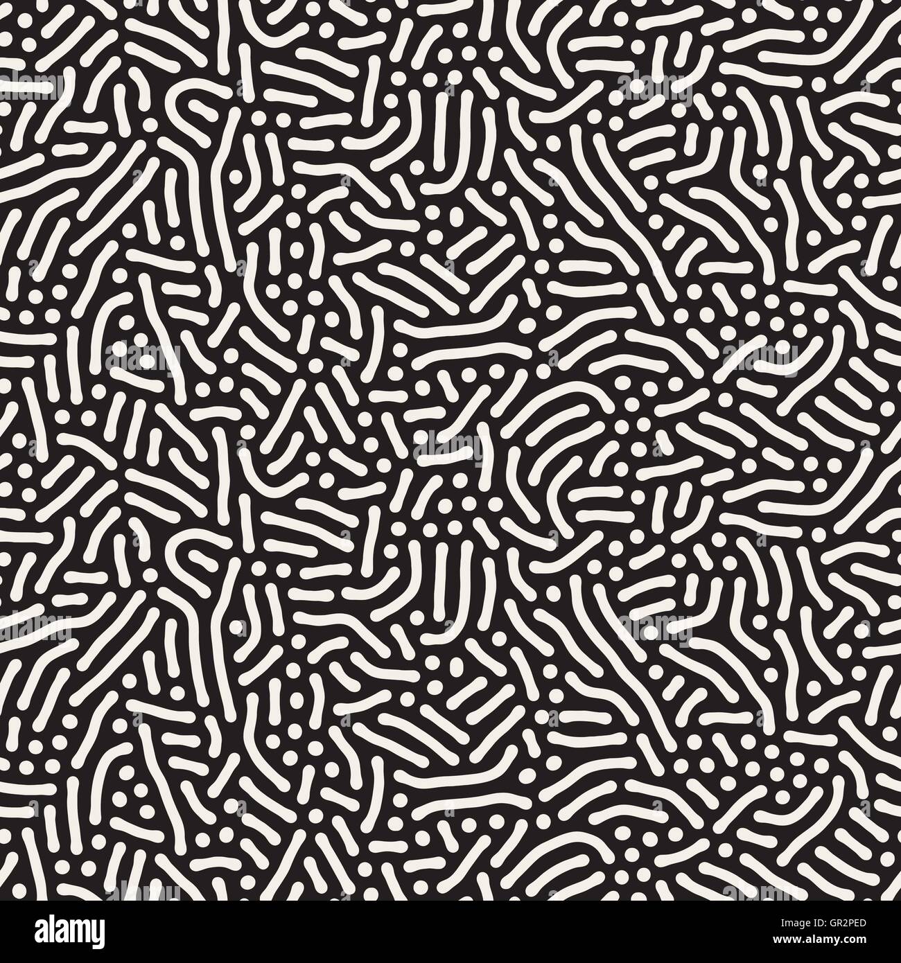 Vector Seamless Black and White Organic Lines Pattern Stock Vector ...