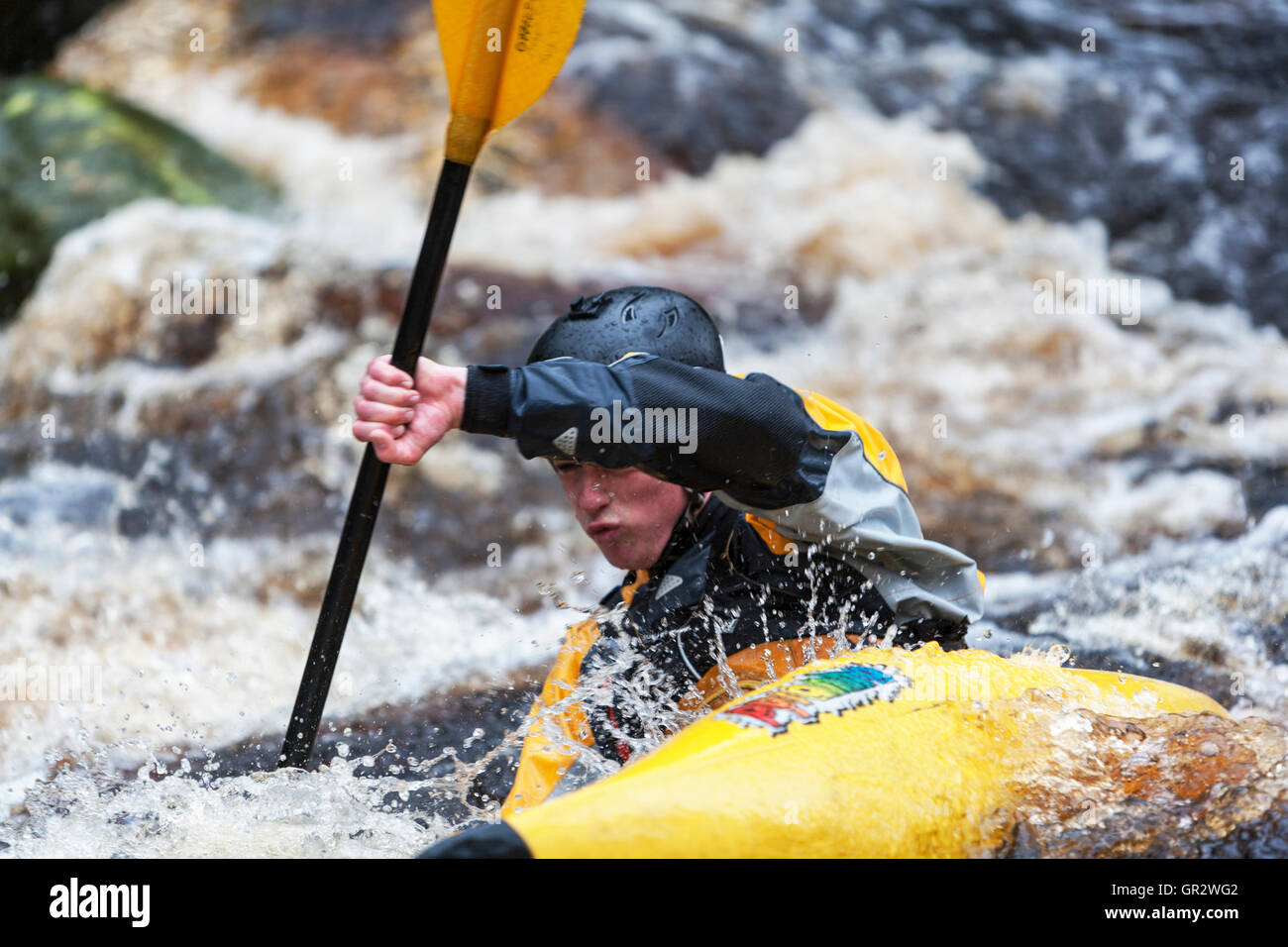 White Water Canoeing on the River Washburn, Blubberhouses, North Yorkshire Stock Photo Alamy