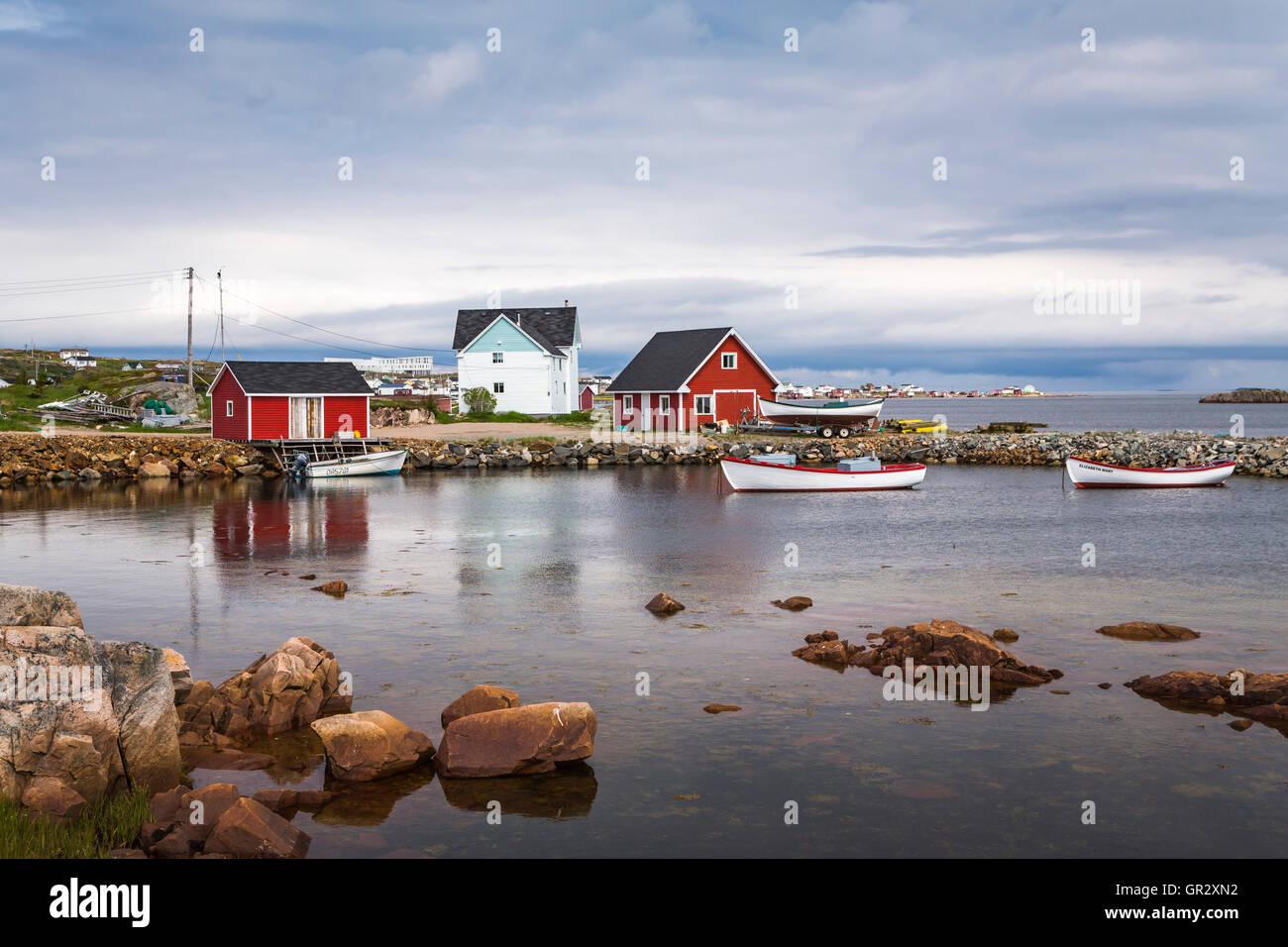 Fishing stages and boats in the harbor at Joe Batt's ArmBarr'd Islands
