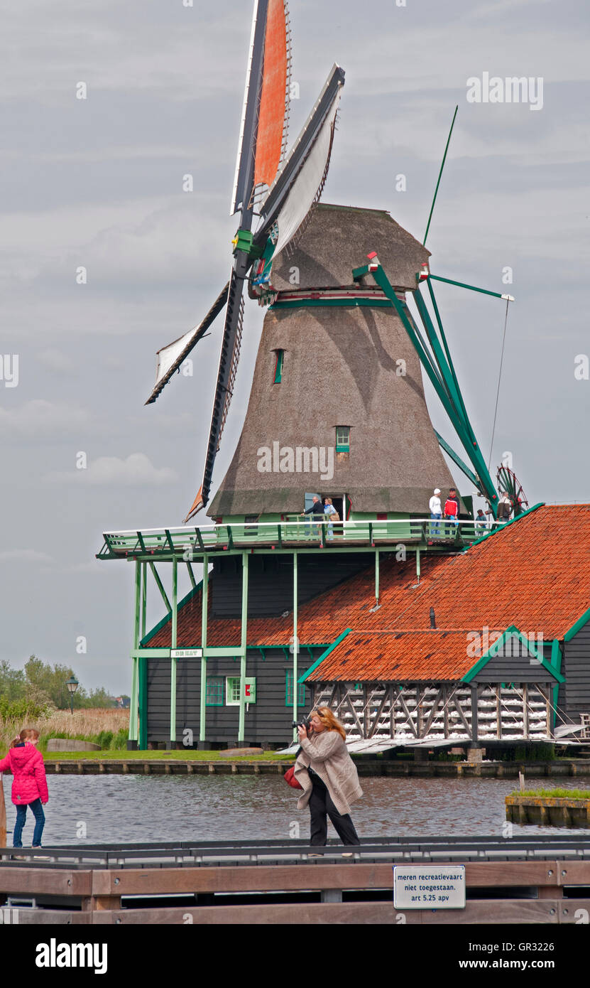 De Kat (The Cat) Windmill, Zaanse Schans, Zaandam, Holland Stock Photo