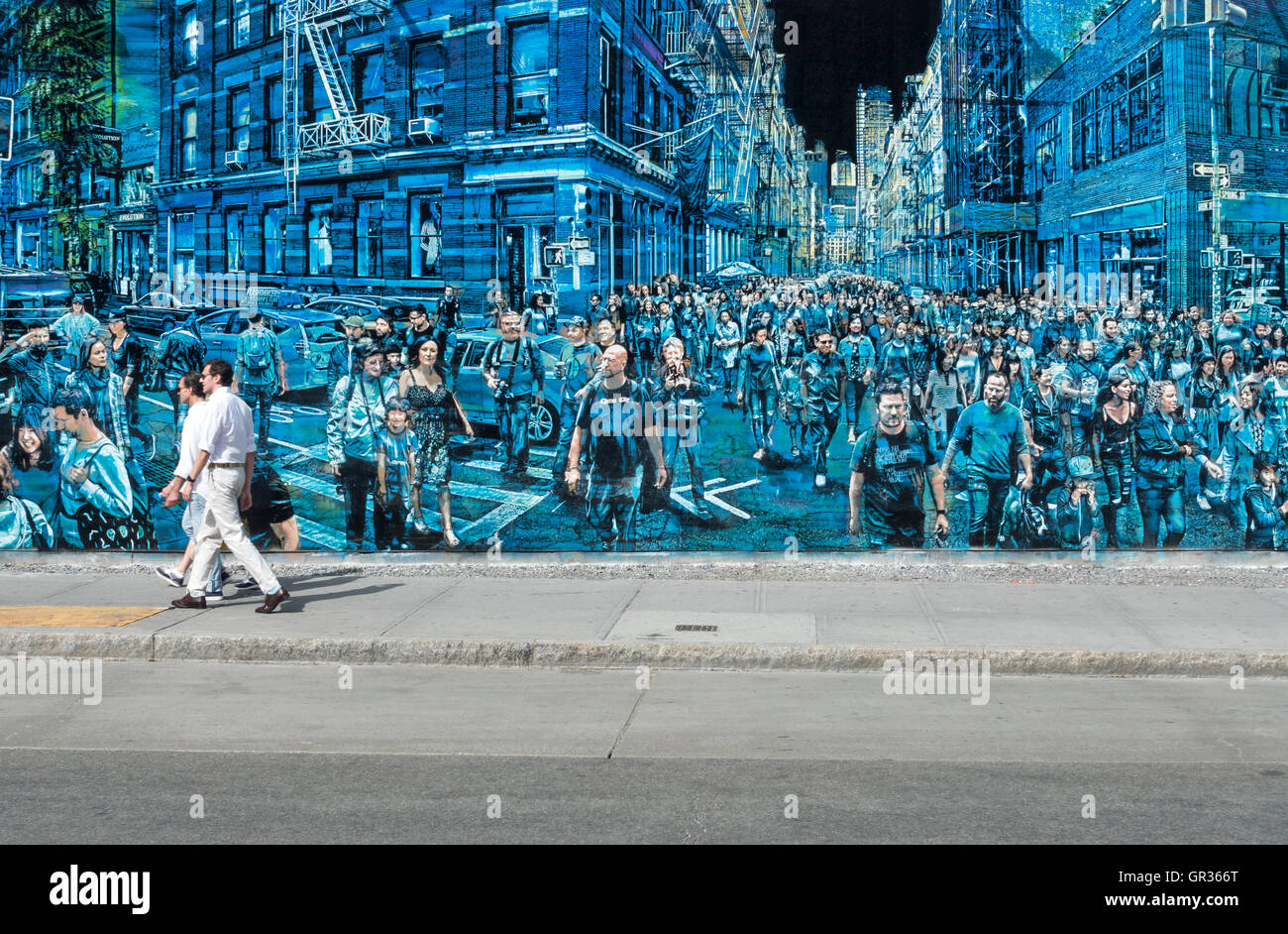 Street art mural at Houston and the Bowery in New York City Stock Photo
