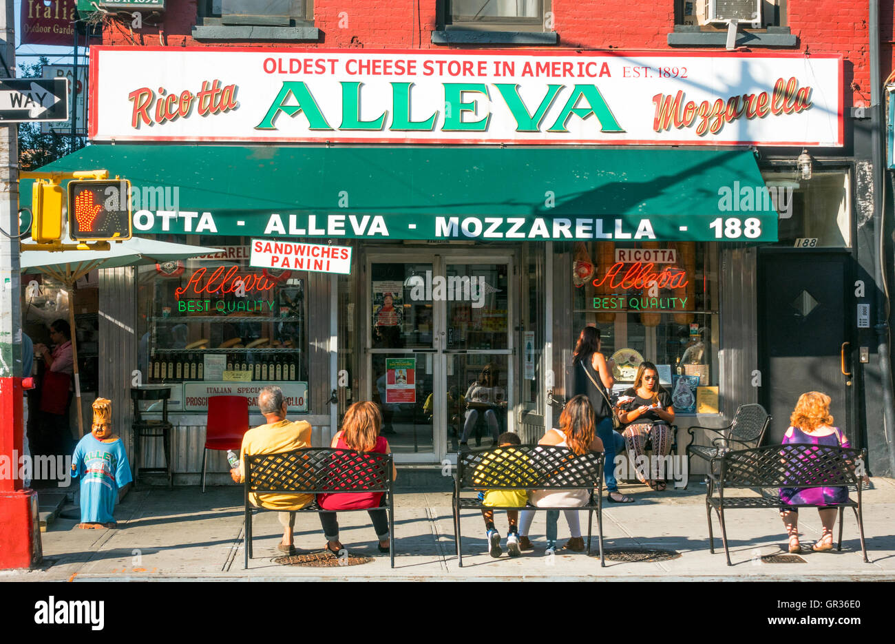 Alleva Italian deli cheese store on Grand Street in Little Italy in New York City Stock Photo