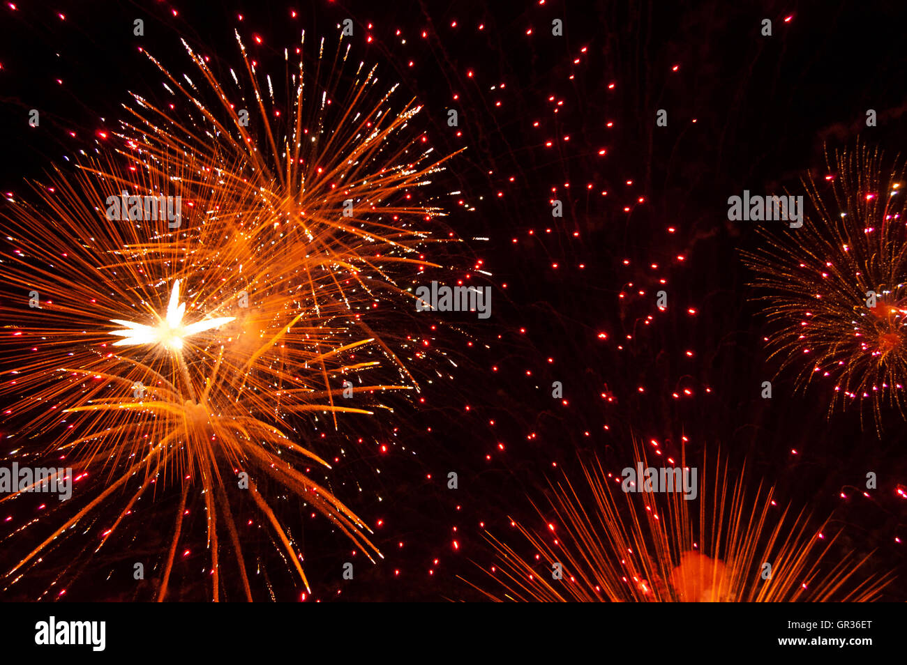 Fireworks show during the National Pyrotechnic Festival (Feria Nacional de la Pirotecnia) in Tultepec, Mexico Stock Photo