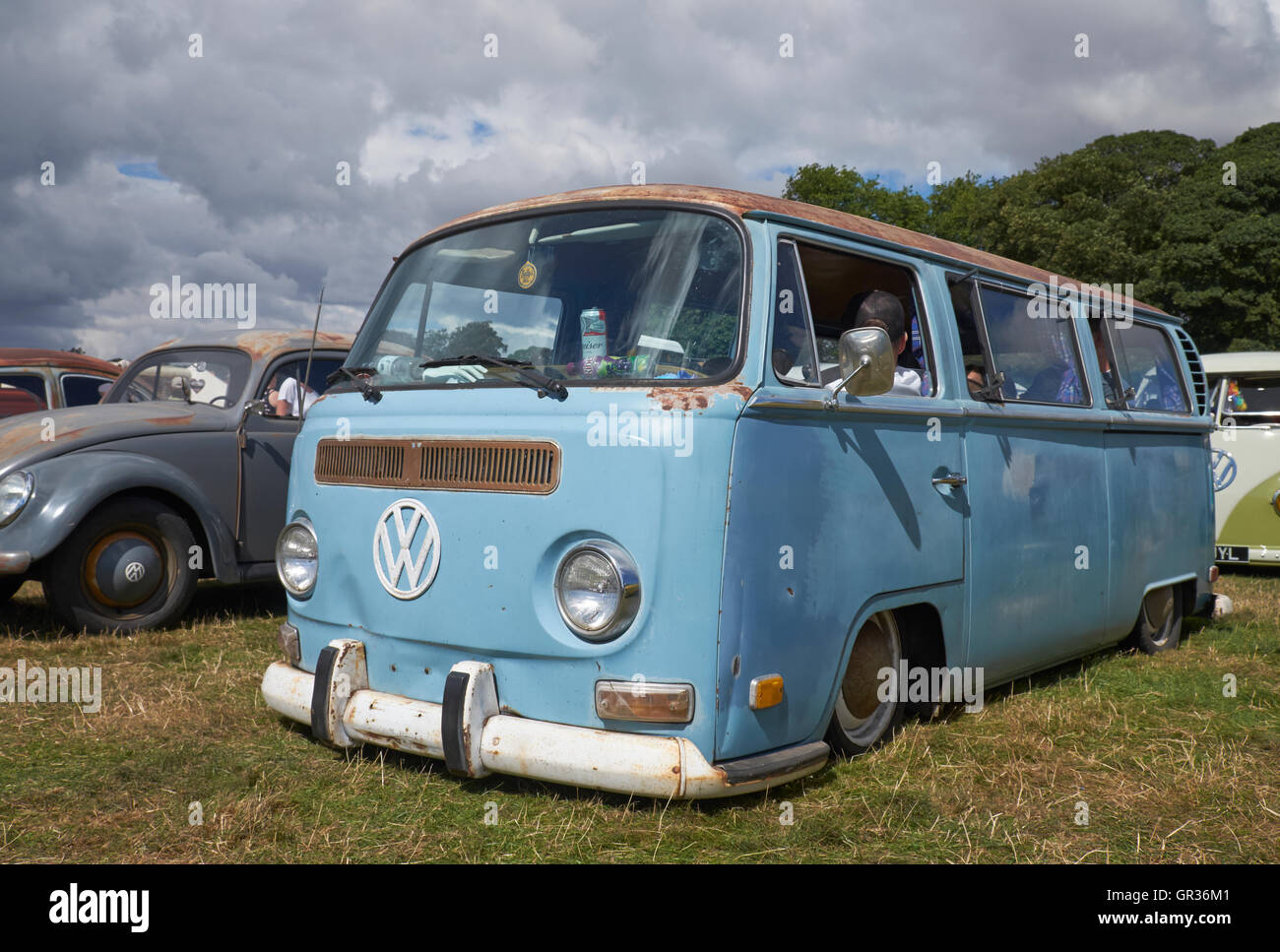 A 'rat look' lowered VW van at the Viva Skeg Vegas Classic VW Show, Revesby Park, Lincolnshire, UK. Stock Photo