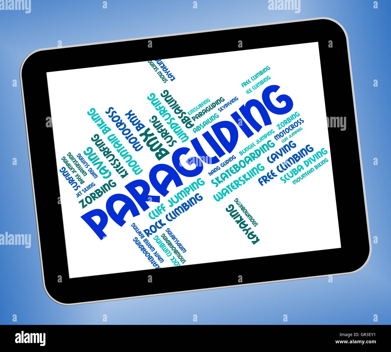 Paragliding Word Representing Wordcloud Glider And Paraglider Stock