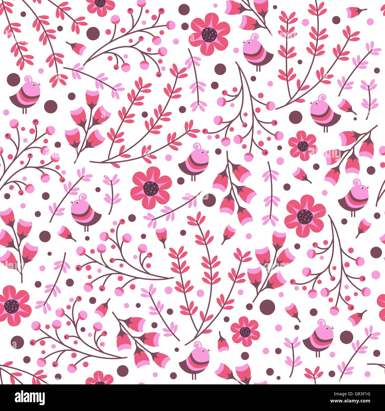 seamless pattern with hand drawn leaves and flowers. Vintage set for ...