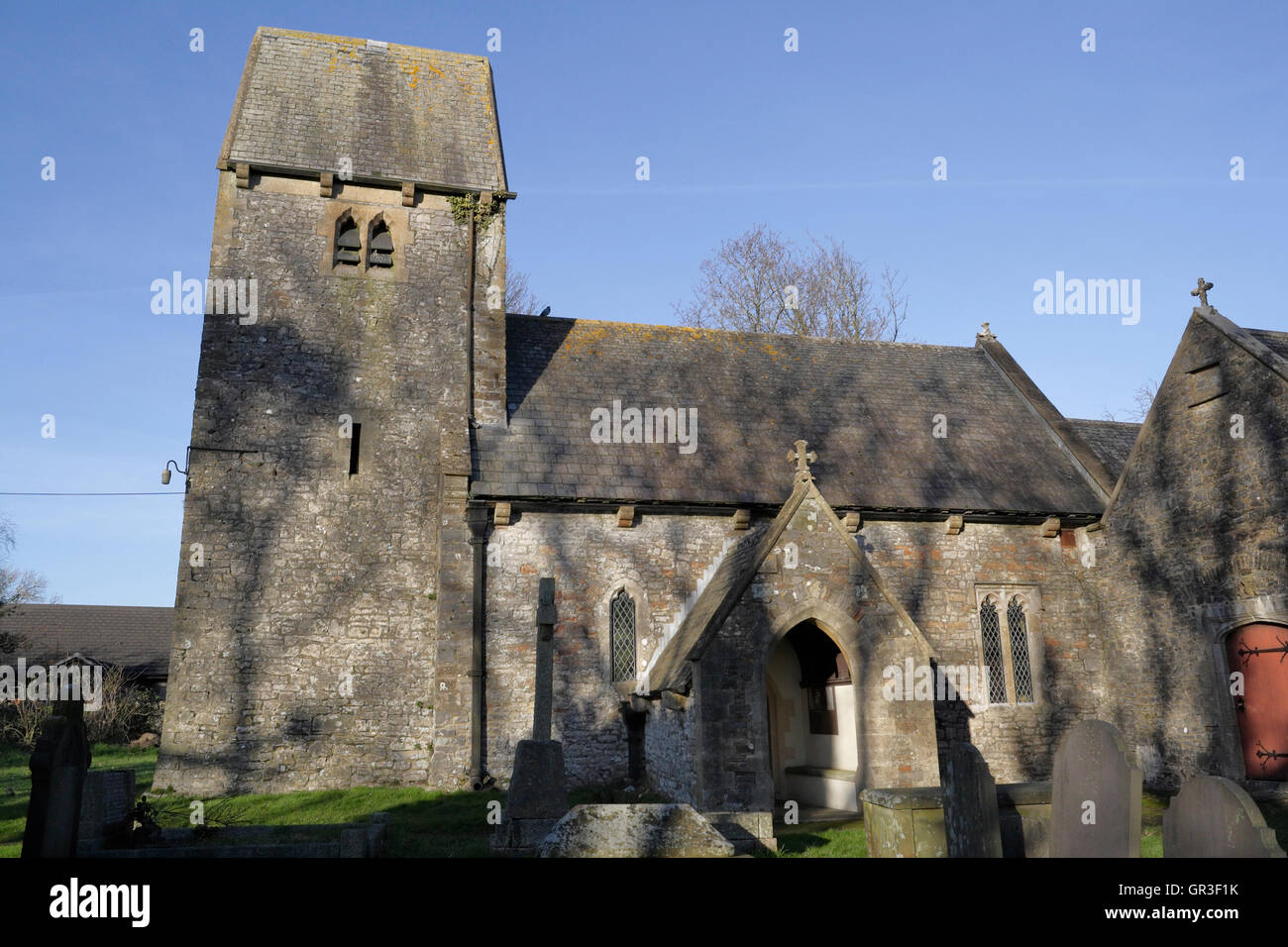 Early Norman church at St Lythans village near Cardiff in Wales UK grade II* listed building place of worship Welsh church Stock Photo