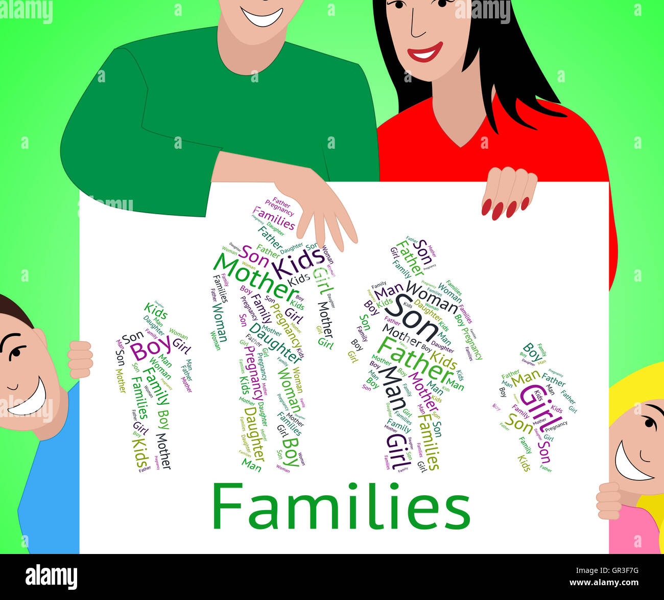 Families Word Indicating Blood Relative And Children Stock Photo - Alamy