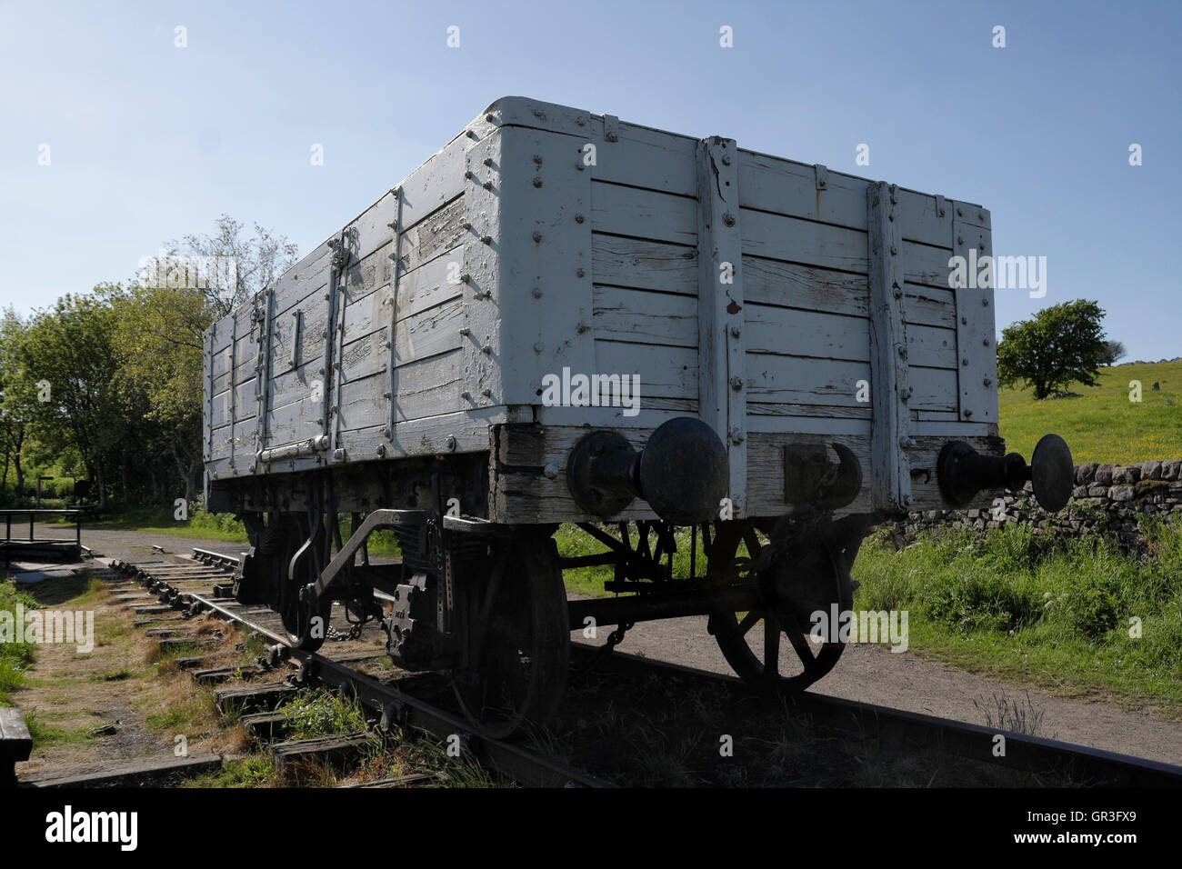 old railway wagon, Middleton Top, High Peak trail Derbyshire UK Stock