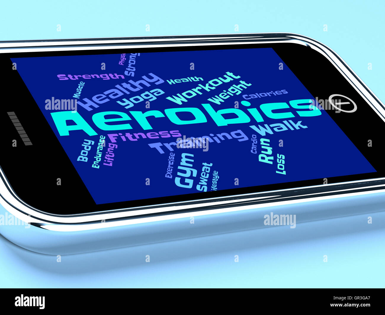 Aerobics Words Showing Get Fit And Wordcloud Stock Photo - Alamy